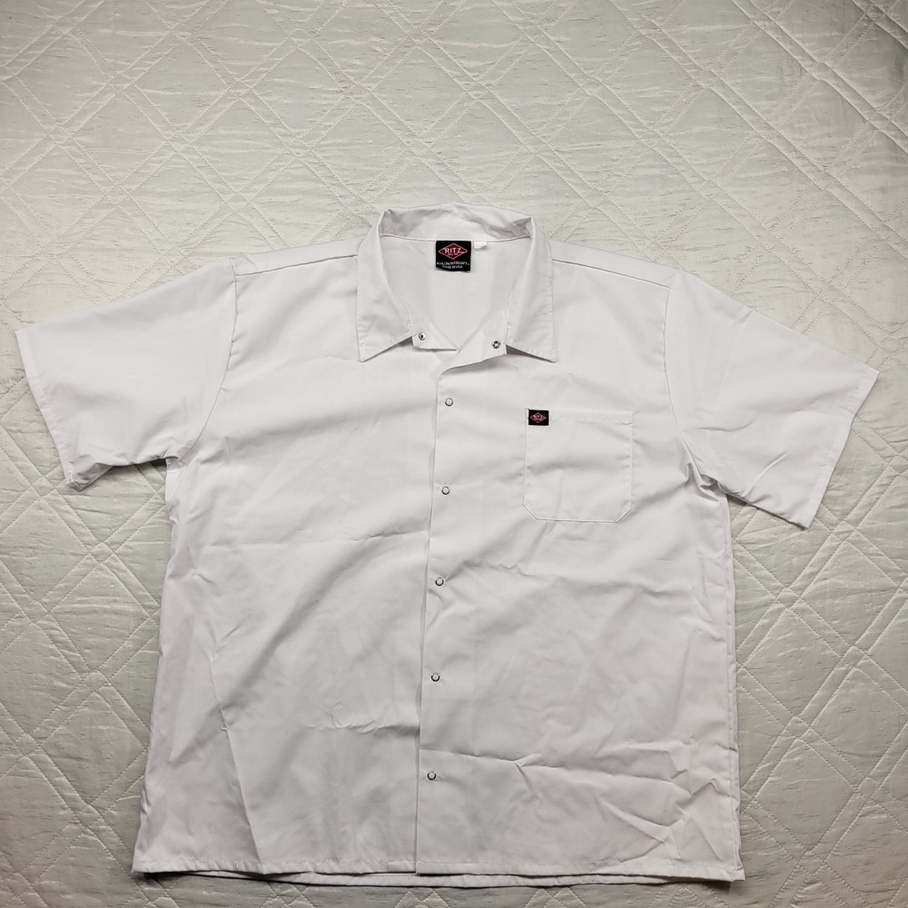 RITZ Kitchen Wears white snap front Chef's shirt made in the USA 2XL